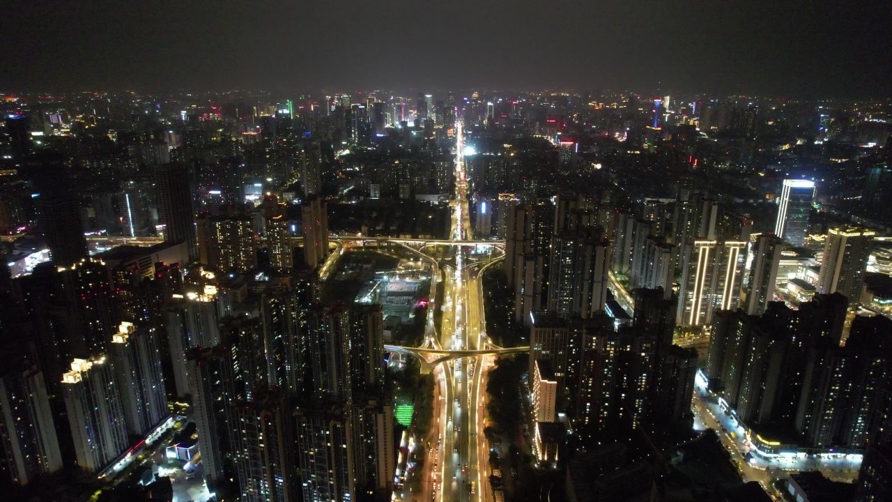 成都城市夜景交通双娇子立交桥