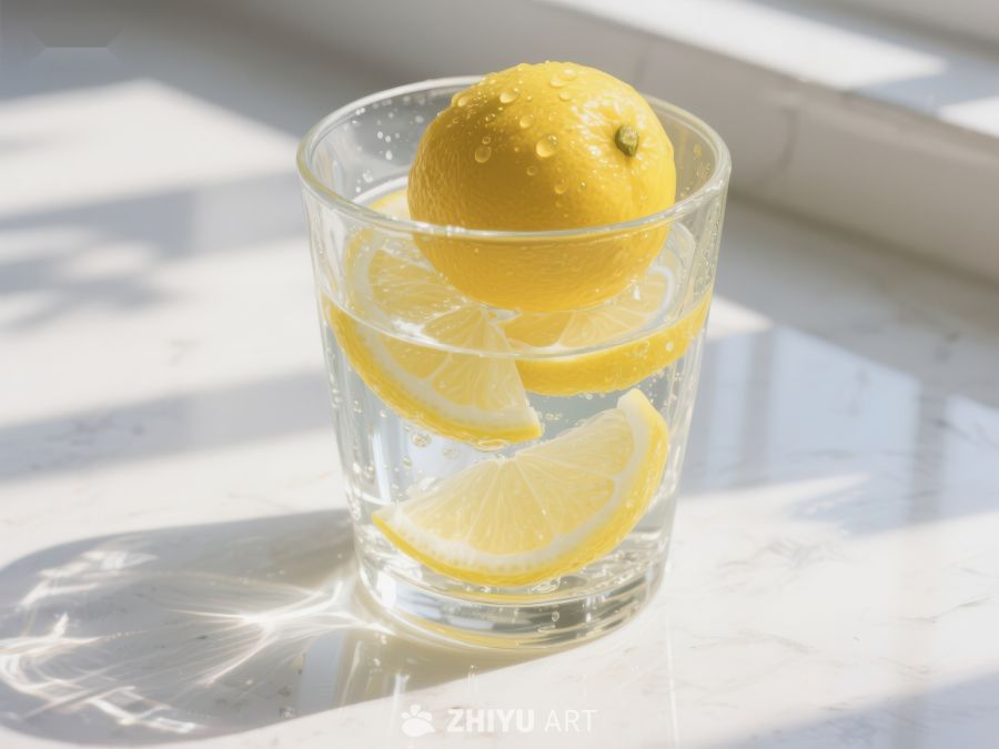 柠檬水杯窗边光影 268