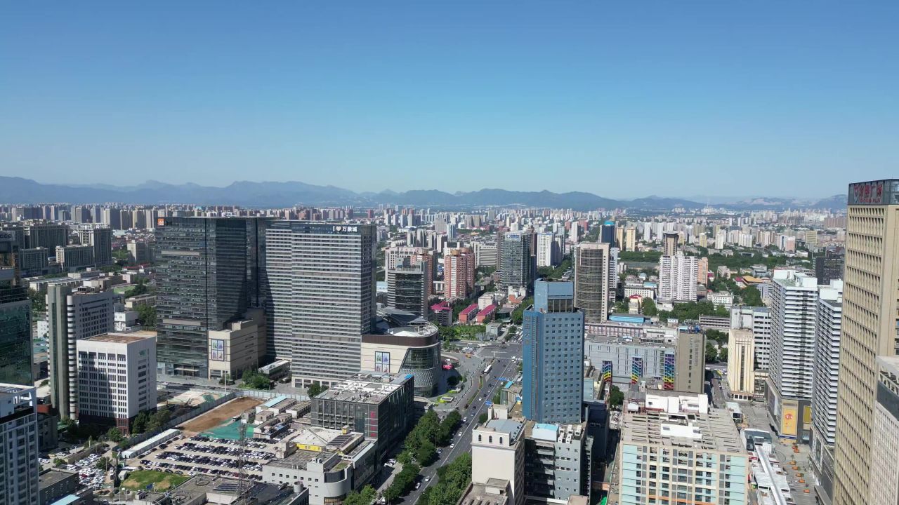 航拍河北石家庄城市建设