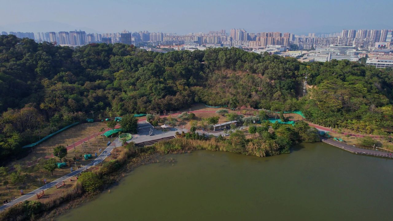 航拍福州飞凤山公园景观