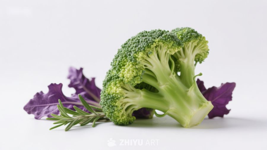 西兰花与紫叶香草静物