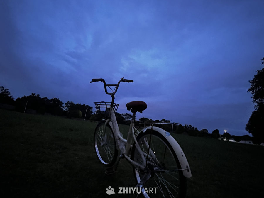 黄昏中的静谧自行车