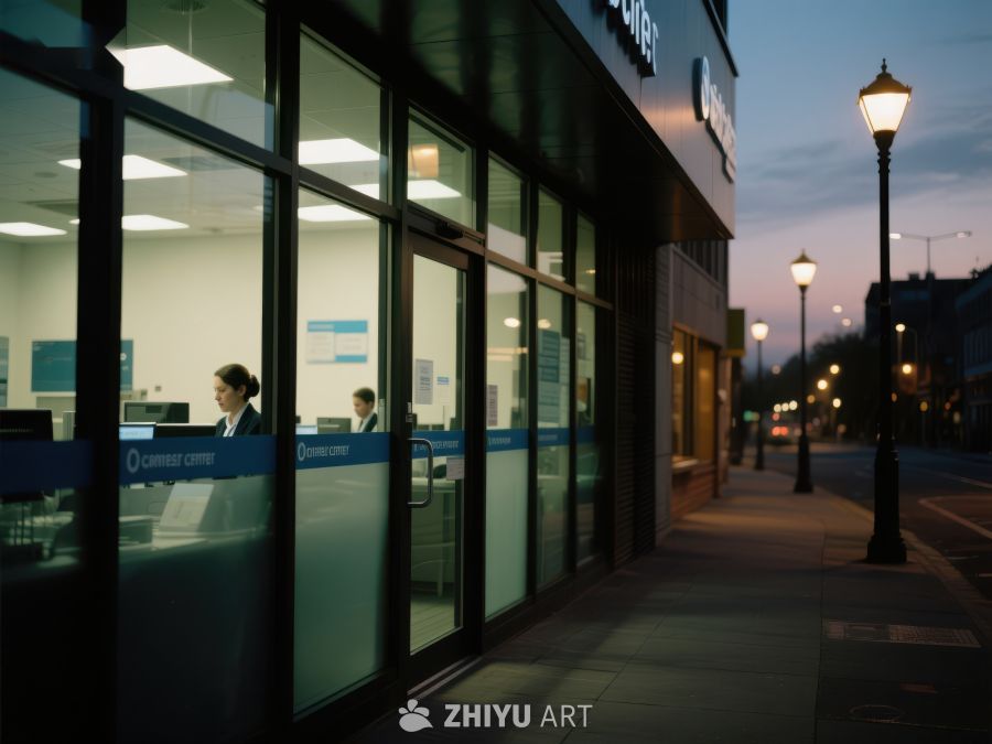 夜晚街边的明亮店铺 413