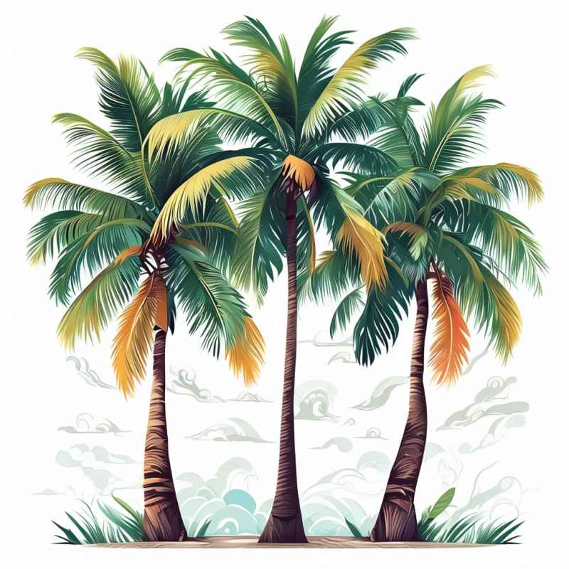 3棵热带椰子树元素插画 8