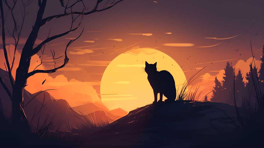 夜色下猫猫插画
