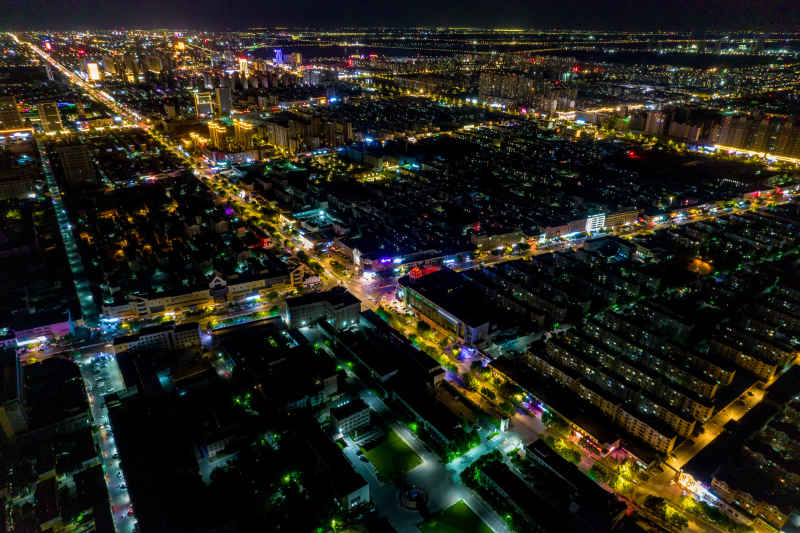 山东东营城市夜景灯光航拍摄影图