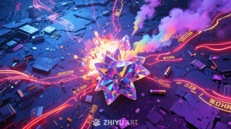 未来科技城市中的炫彩能量爆发 643