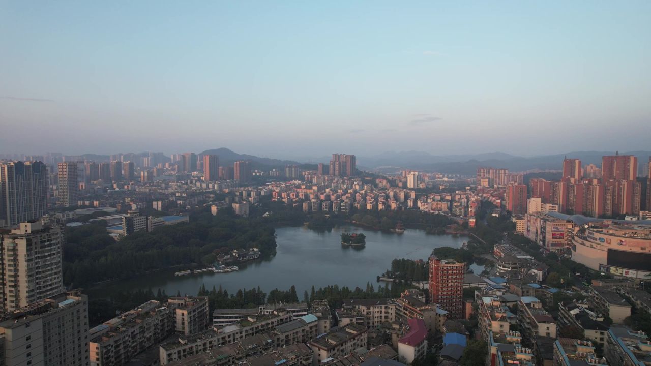 湖南郴州北湖公园航拍