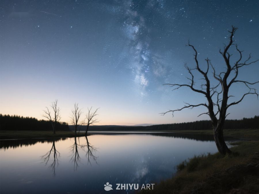 星空下的静谧湖畔 188