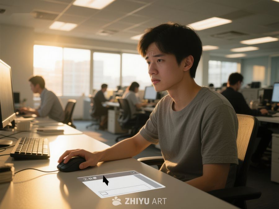 办公室内专注工作的年轻人 72