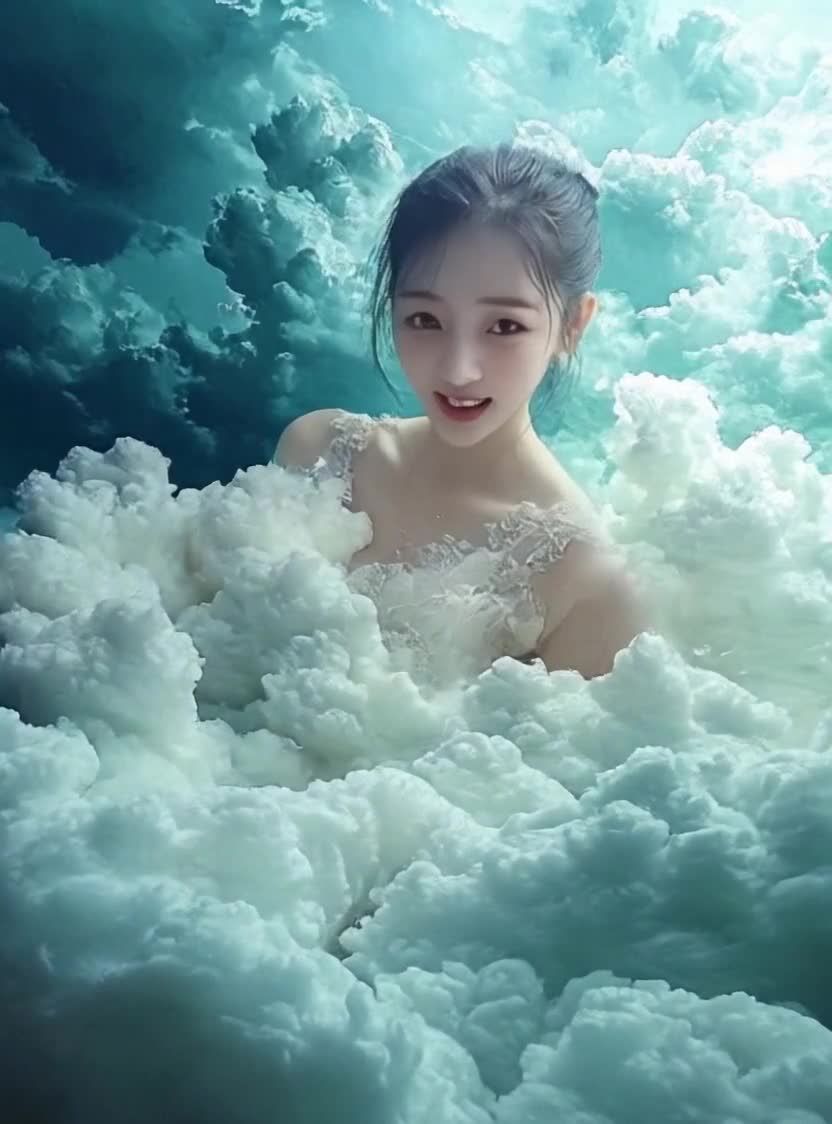 一个年轻女性，她穿着一件饰有蕾丝的白色连衣裙，站在