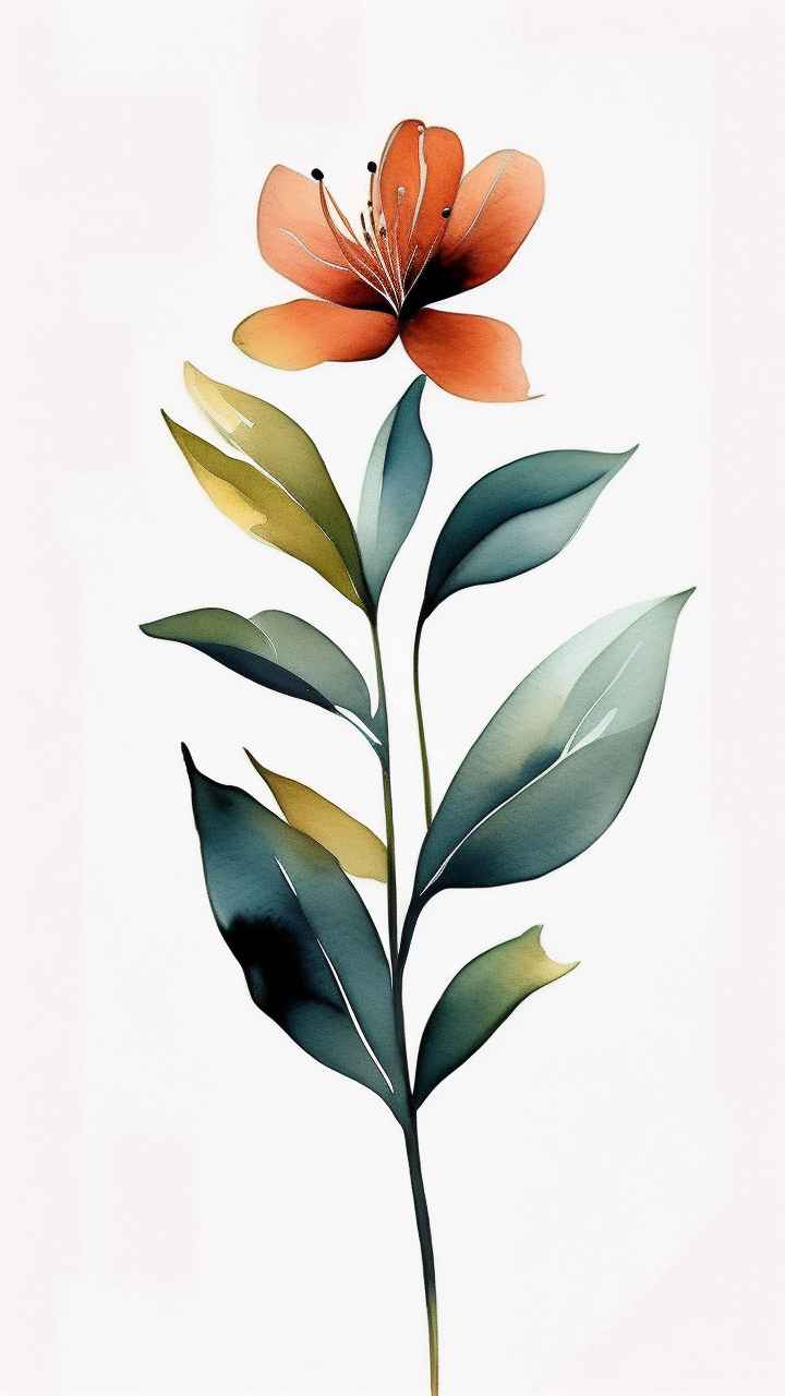 极简主义元素花朵和树枝插画