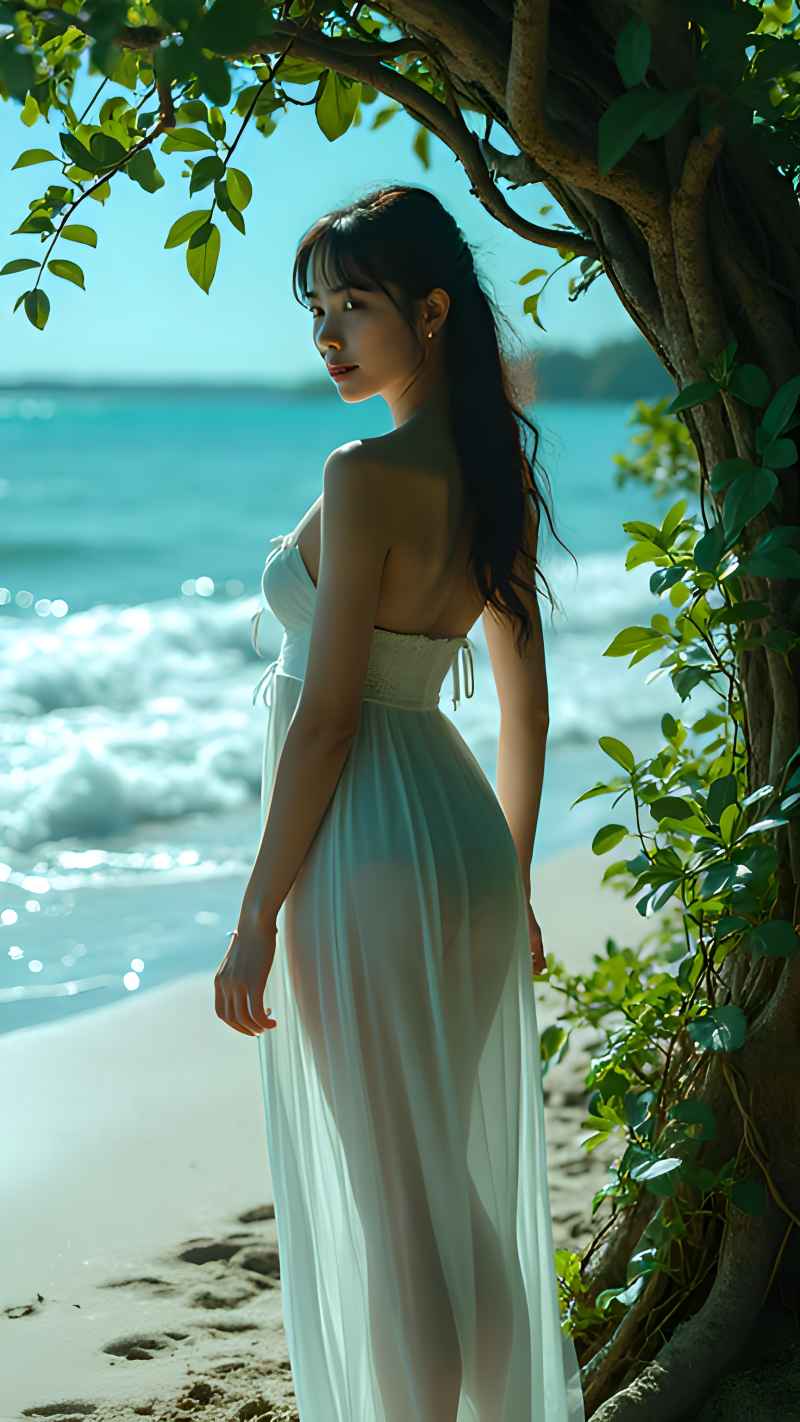 森林系白色连衣裙美女拍色 39