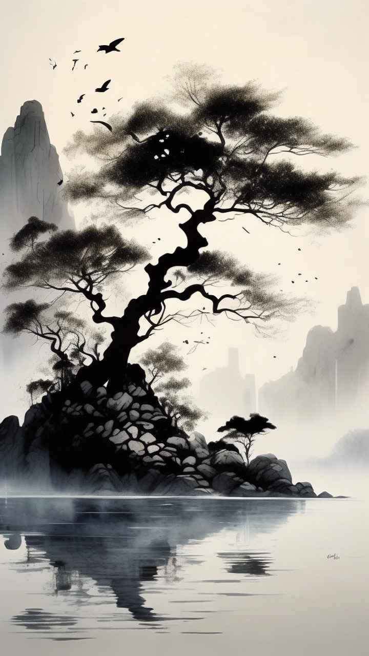 古风山水画唯美背景图 81