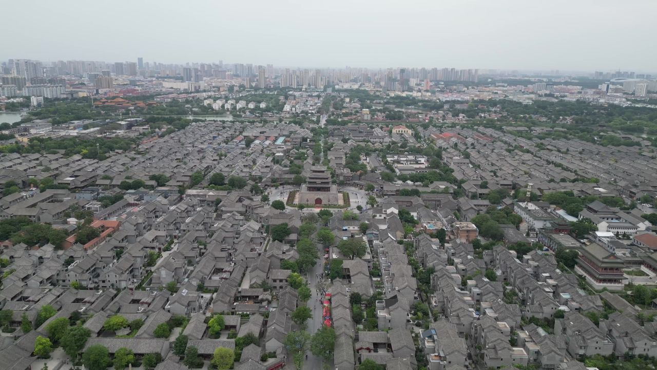  航拍山东聊城东昌湖景区
