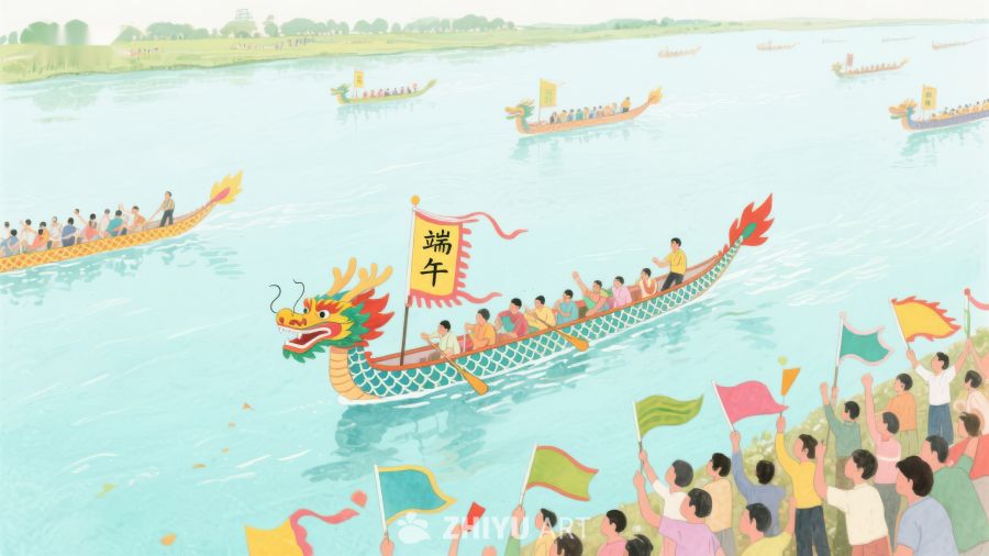 端午节龙舟竞渡热闹场景 55