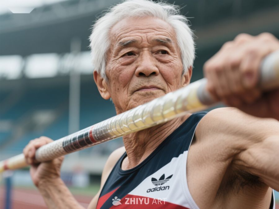 老年运动员进行标枪训练 345