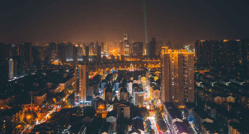 航拍 湖南 长沙 城市 夜景 长沙建设