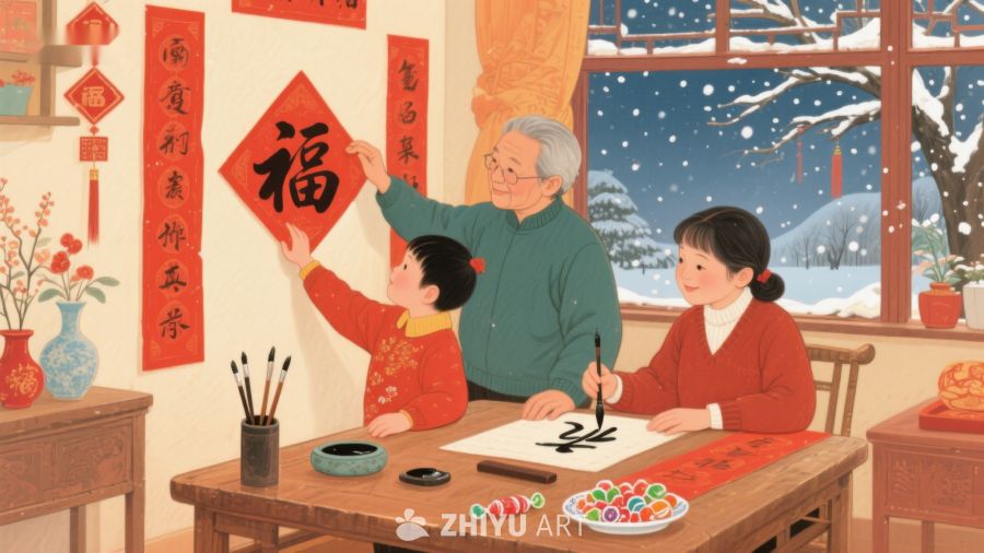 祖孙三代共写春联迎新春 1294