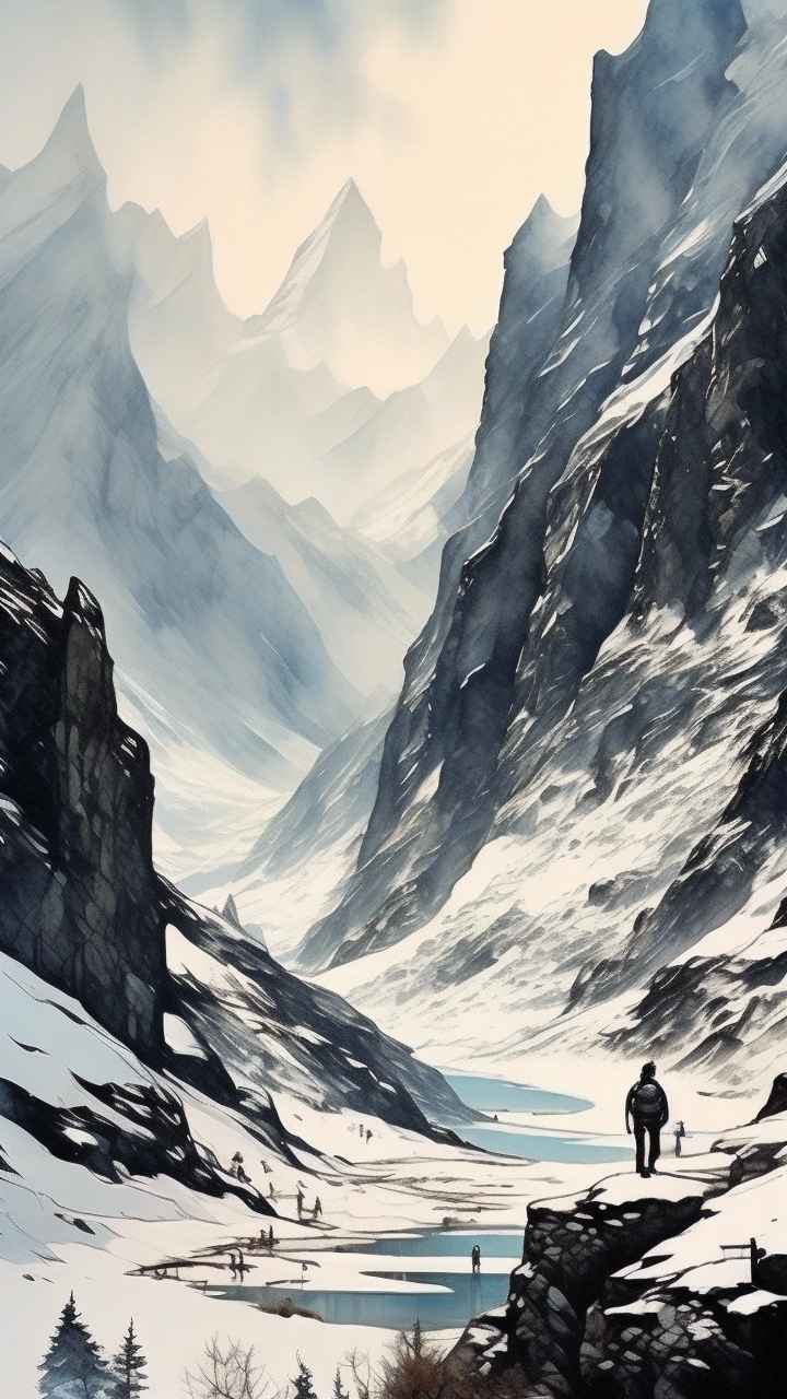 雪山高原冰川插画 37