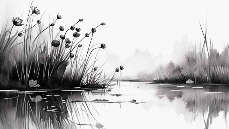 国风水墨山水画简约风格插画 75