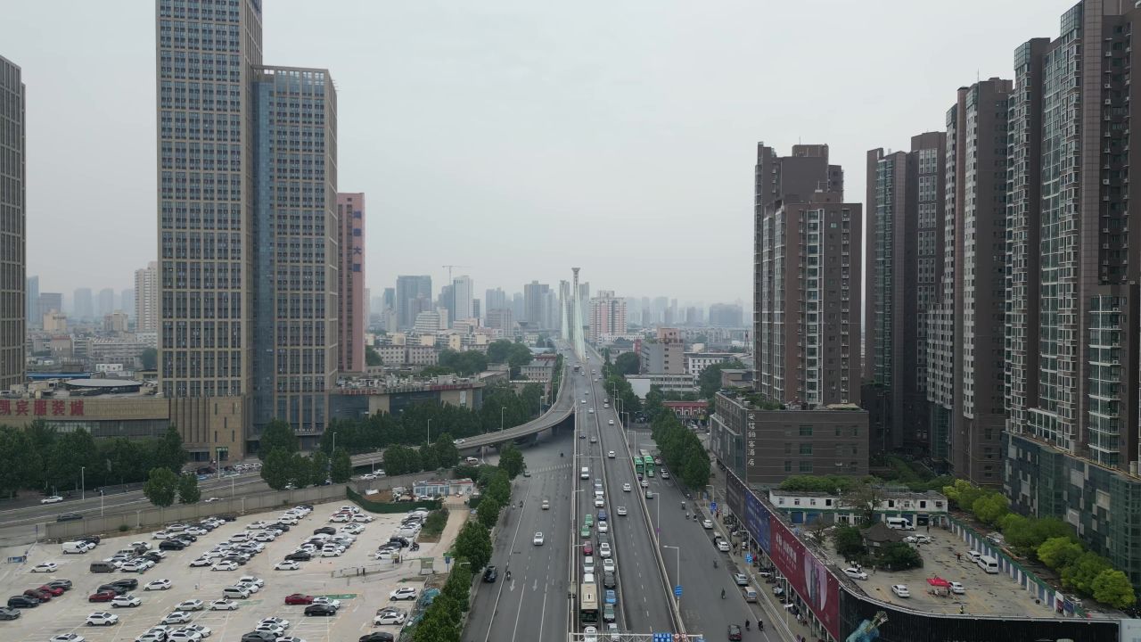 河南郑州城市风光地标建筑航拍 