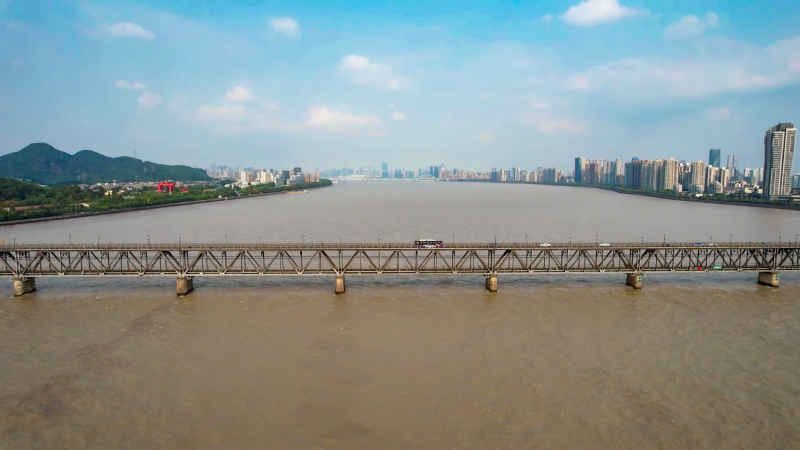 浙江杭州城市风光航拍摄影图 