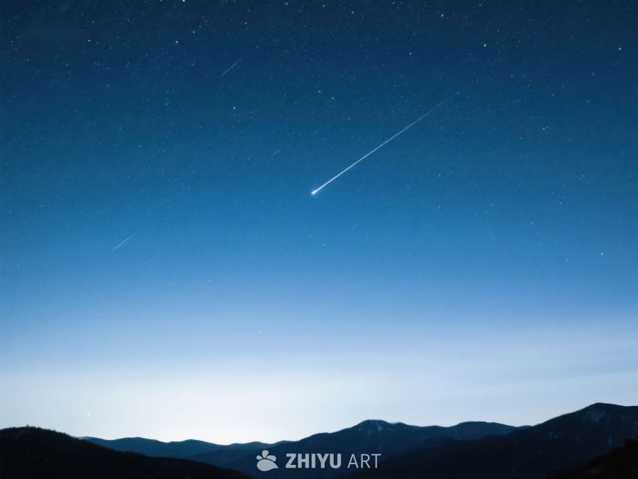 夜空流星划过山峦 255