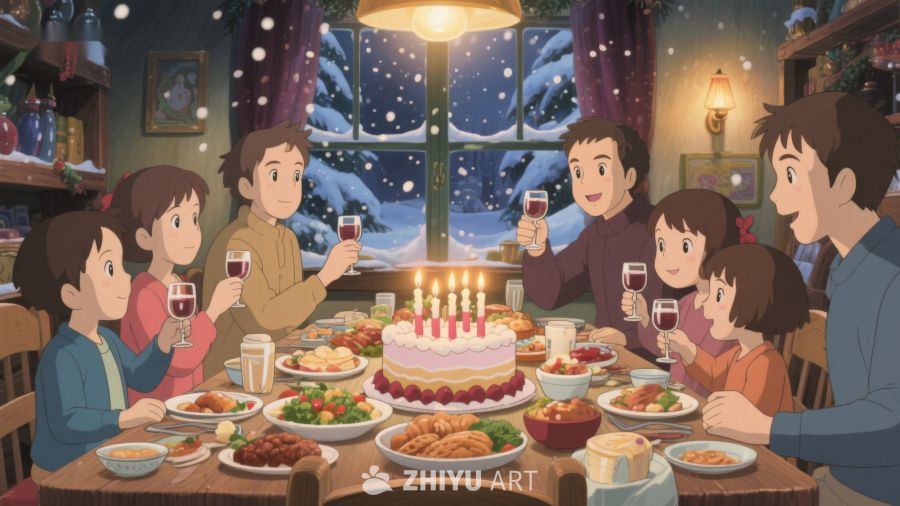 温馨家庭聚餐庆祝生日 253