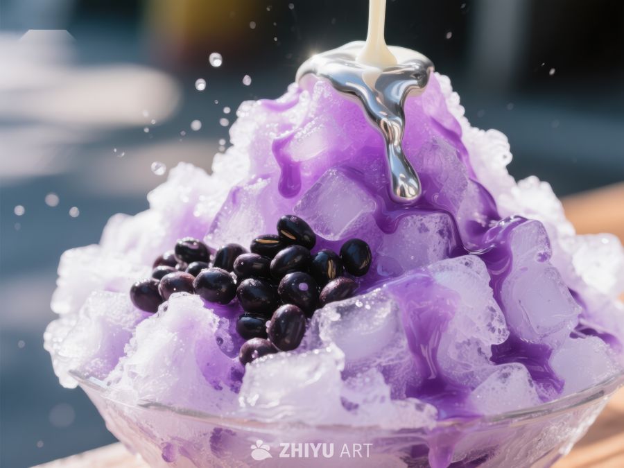 紫色刨冰配黑豆和糖浆 1425