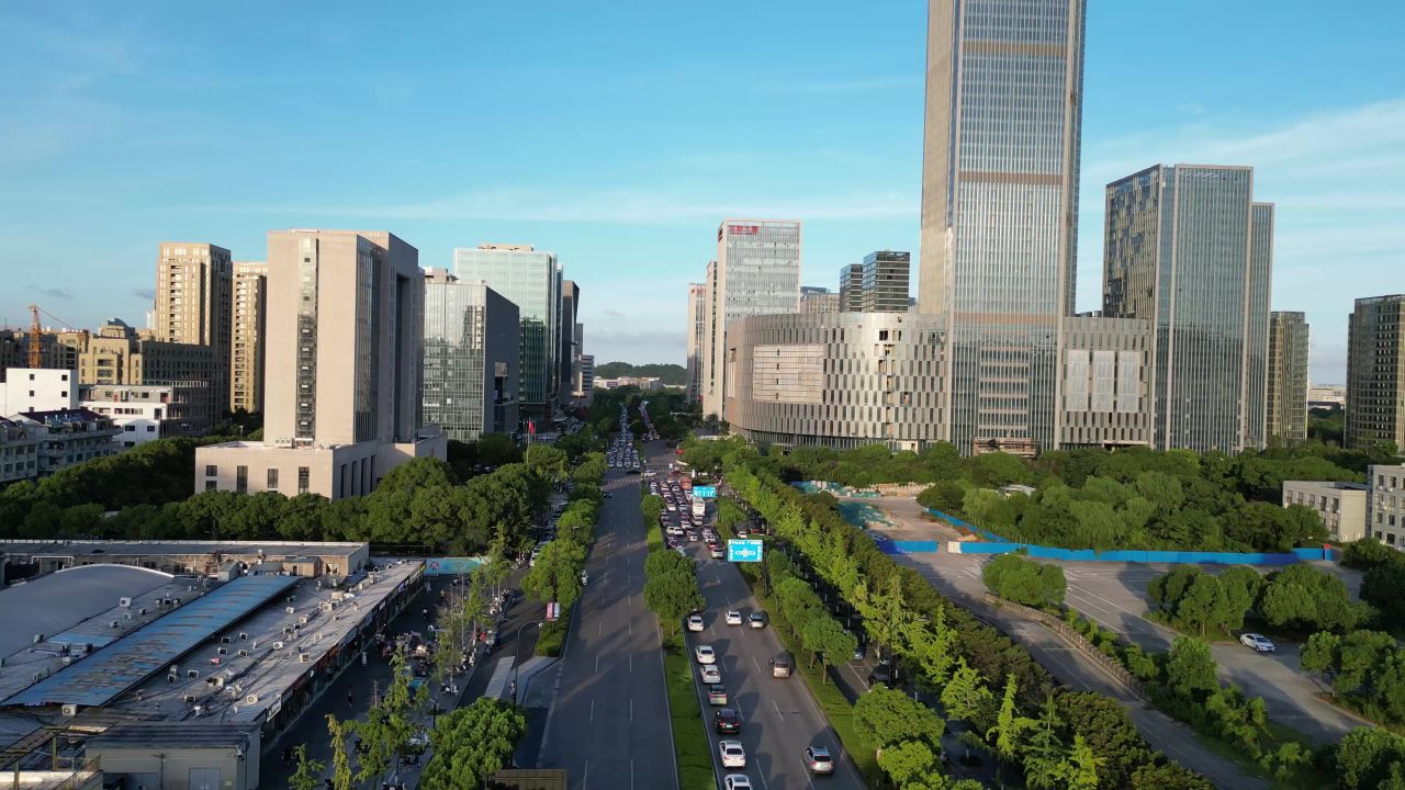 航拍台州市府大道天盛中心