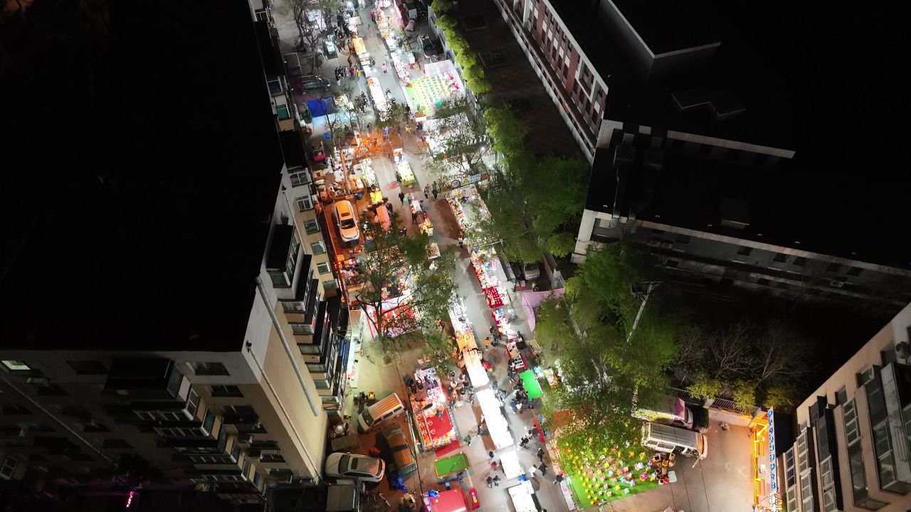 夜市人群 城市夜景宣传 城市地标