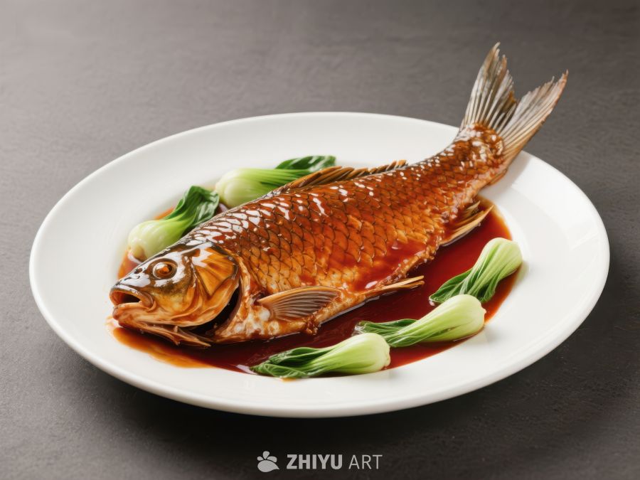 红烧鲤鱼配青菜 177