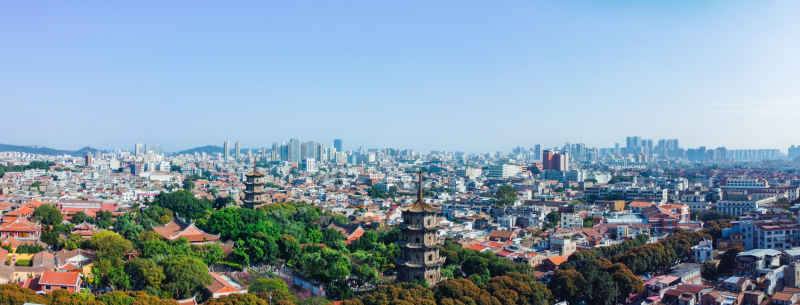 航拍福建泉州古城区建筑风光 4