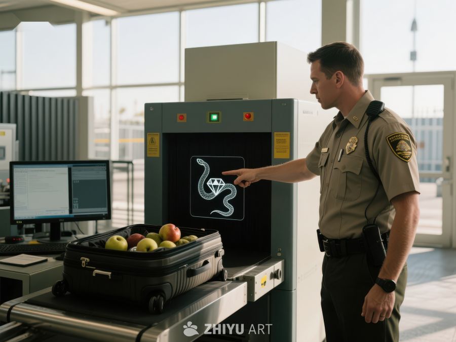 安检人员检查行李中的水果 3