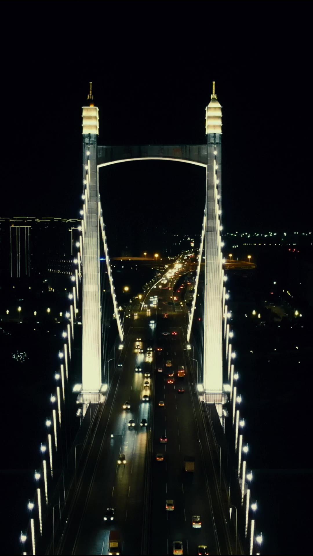 福建福州城市夜景竖屏航拍