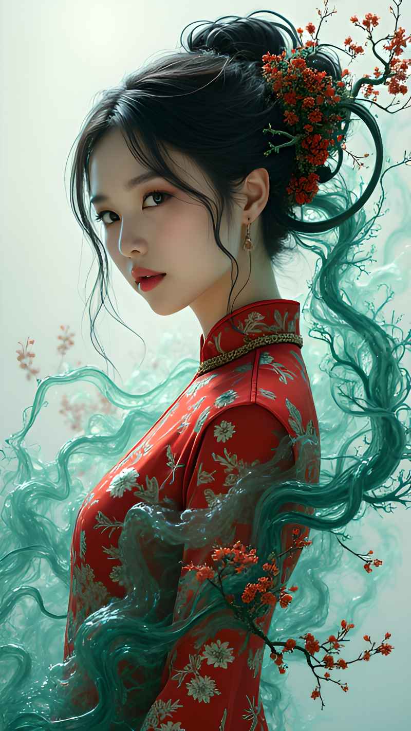 森林红色美女衣服写来艺术 39