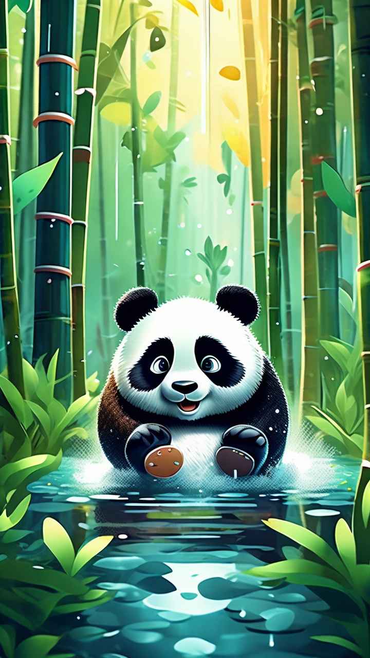 竹林背景雨林熊猫 5