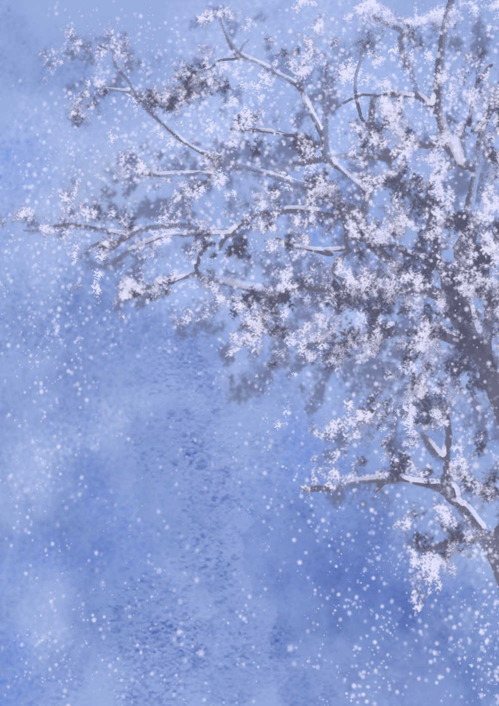 冬日下雪户外树枝插画