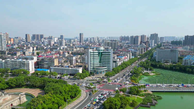 航拍湖北鄂州城市风光