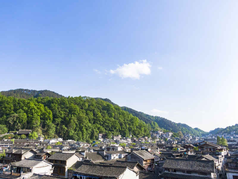 湖南湘西凤凰古城航拍