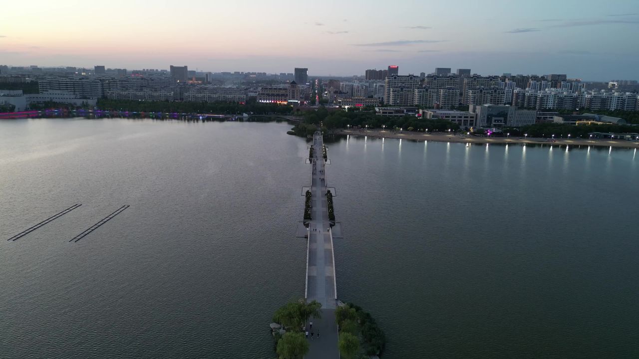  山东东营清风湖公园航拍