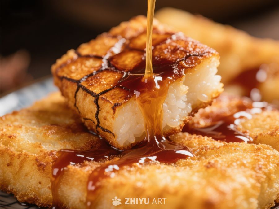 糖浆淋在金黄松饼上 969