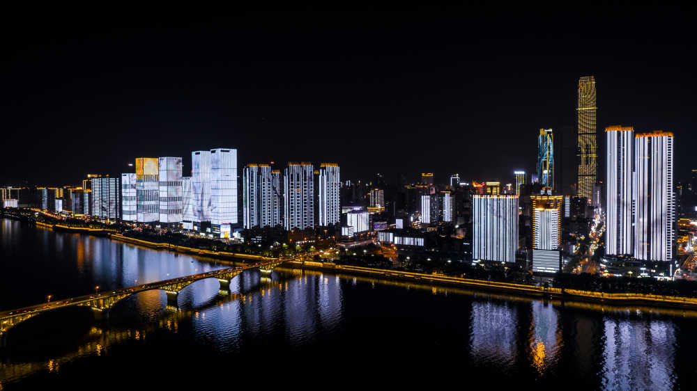 长沙城市夜景航拍
