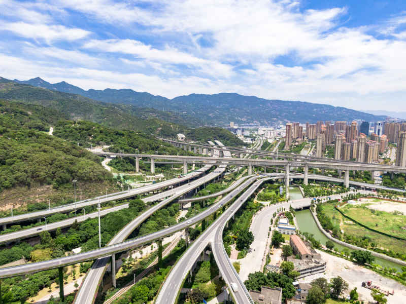 福建福州魁浦立交桥航拍摄影图