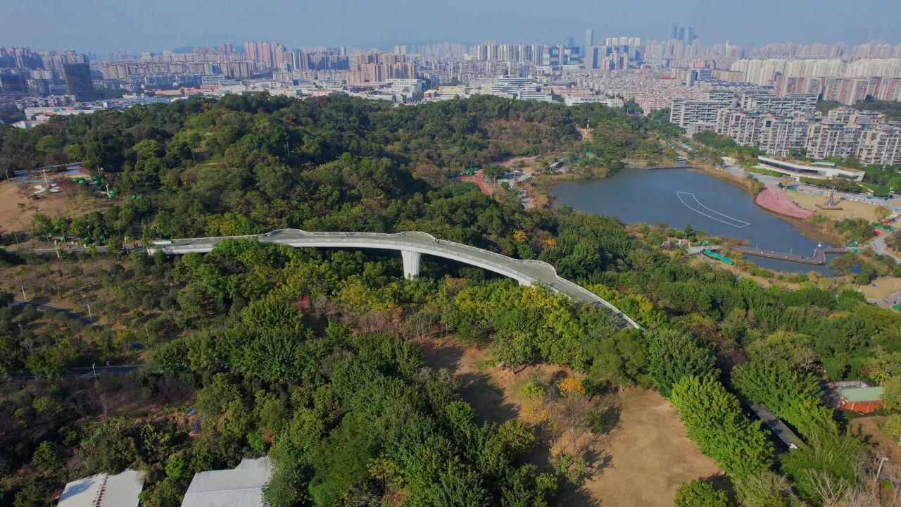 航拍福州飞凤山公园景观