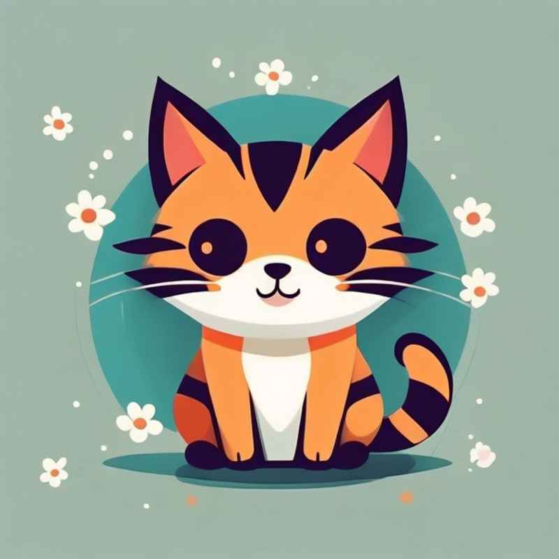 小花猫唯美插画 63