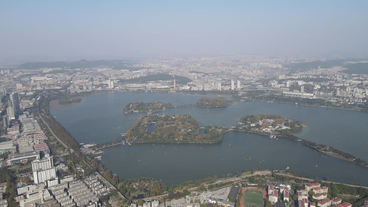 航拍南京玄武湖4A景区