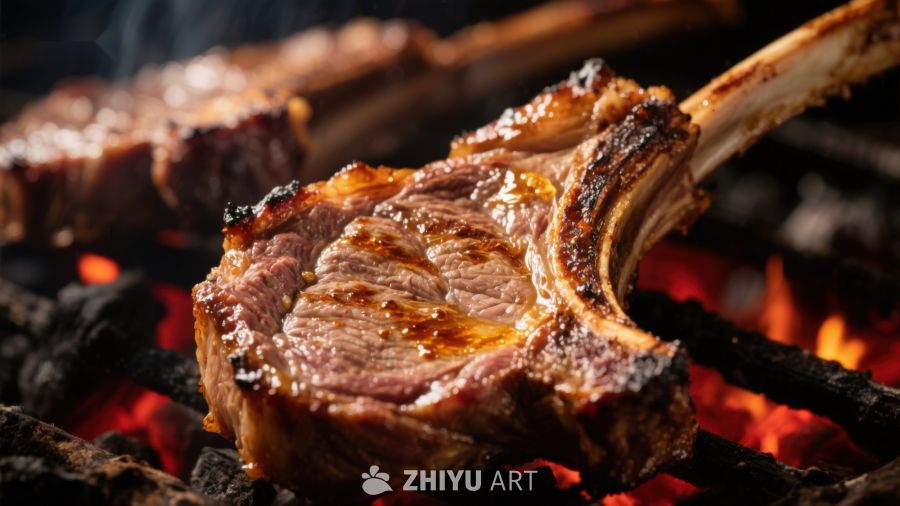 炭火烤制的美味牛排