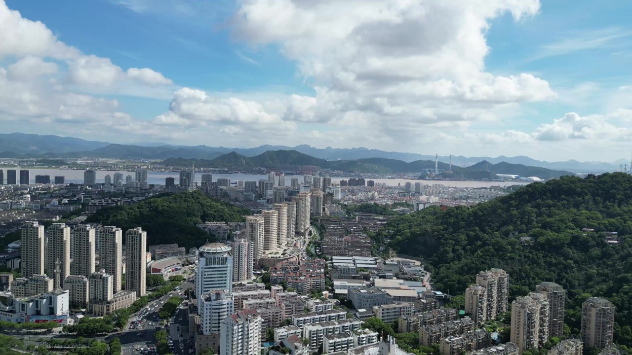  航拍台州大景白云飞瀑公园